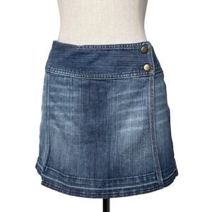 Vintage Cache Denim Skort Wrap Style Y2K Mini Skirt Blue Jean Shorts Blue Sz 8